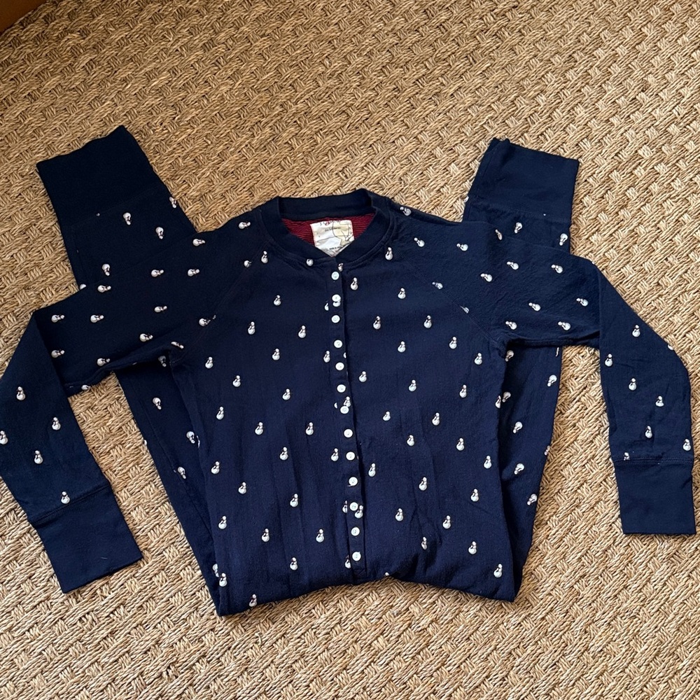 Navy Blue J. Crew Button-Up Pajama Union Suit One Piece
